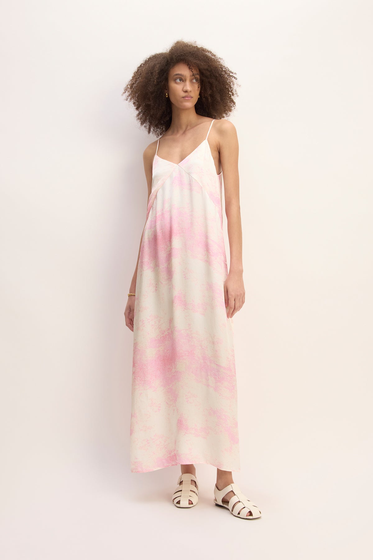 pink tie dye slip dress Silk Wrap Slip Maxi Dress