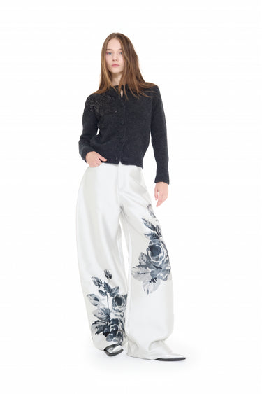 ANTRACITE KNIT CARDIGAN WITH EMBELLISHMENT marques almeida