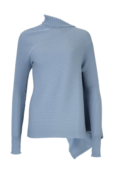 LIGHT BLUE MERINO DRAPED JUMPER