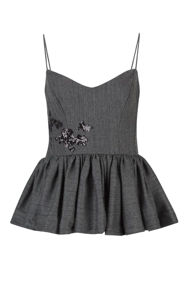 GREY WOOL CORSET TOP WITH SEQUIN EMBROIDERY marques almeida 