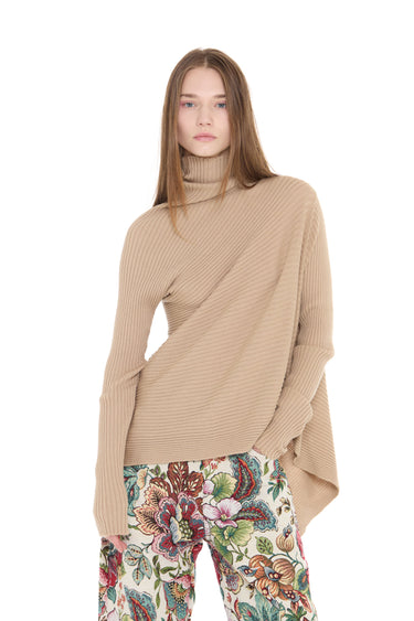 BEIGE MERINO DRAPED JUMPER marques almeida