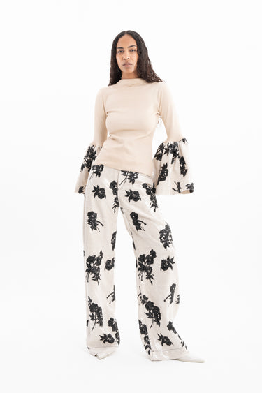 BEIGE SEQUIN BOYFRIEND STYLE TROUSERS marques almeida