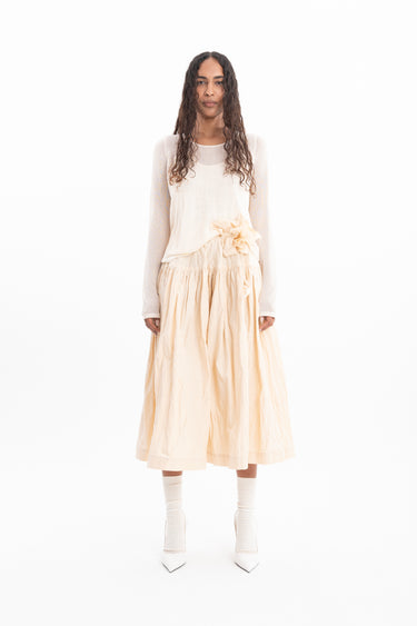 BEIGE WRINKLED COTTON MIDI SKIRT marques almeida