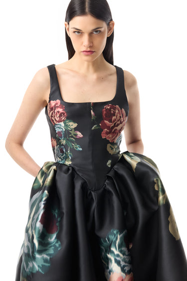 BLACK FLOWER PRINTED PRINCESS DRESS marques almeida
