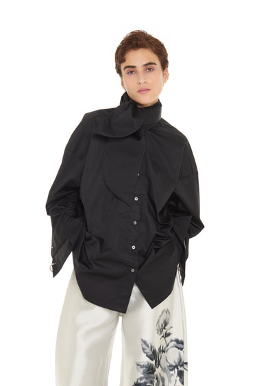 BLACK LOOSE FIT TIE SHIRT marques almeida