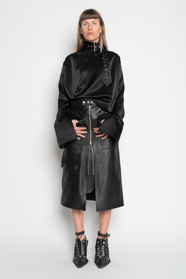 BLACK MIDI LEATHER SKIRT marques almeida