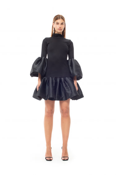BLACK PUFF SLEEVE AND HEM DRESS marques almeida