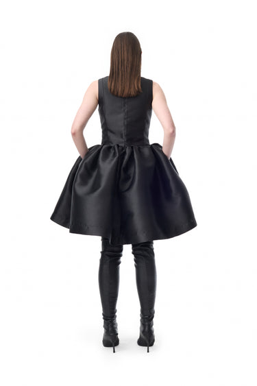 BLACK SHORT PUFF HEM DRESS WITH EMBELISHMENT marques almeida