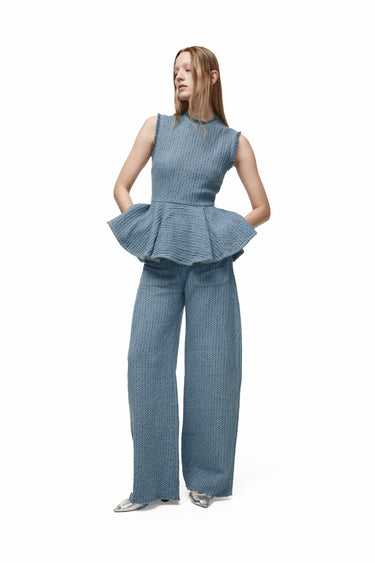 BLUE TWEED PATCHPOCKET JEANS WITH FRAYED DETAILS marques almeida