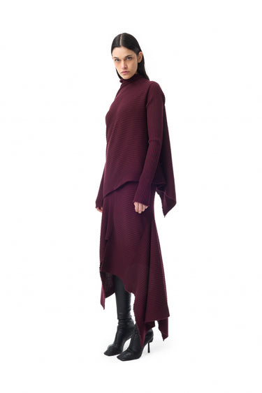 BURGUNDY MERINO KNIT SKIRT marques almeida