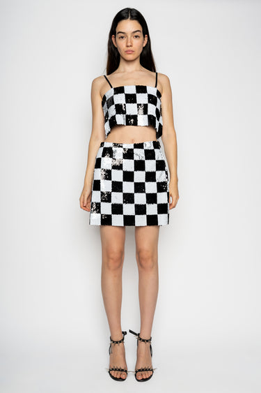 CHECKED SEQUINS MINI SKIRT marques almeida