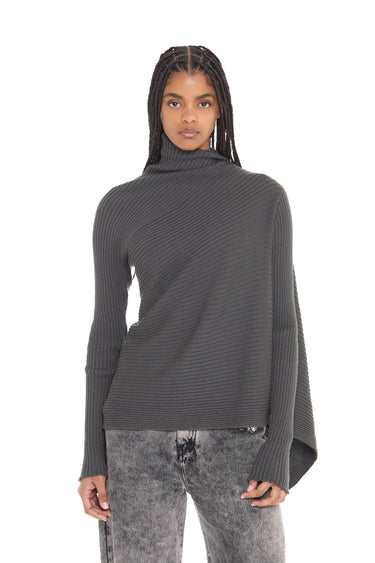 DARK GREY MERINO DRAPED JUMPER marques almeida