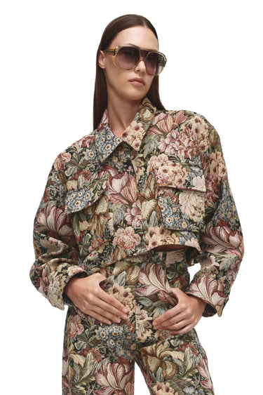 GREEN BROCADE CROPPED OVERSHIRT MARQUES ALMEIDA