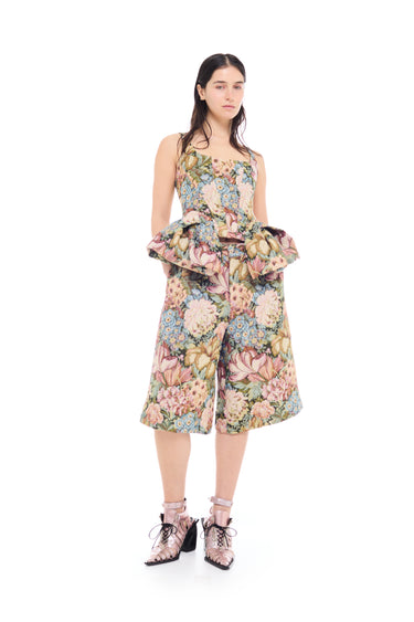 GREEN BROCADE SKATER SHORTS marques almeida