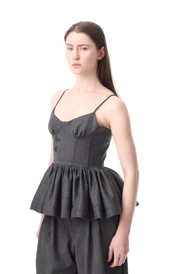 GREY WOOL CORSET TOP WITH SEQUIN EMBROIDERY marques almeida 