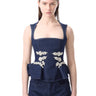 INDIGO EMBELLISHED SQUARE NECK CORSET TOP MARQUES ALMEIDA