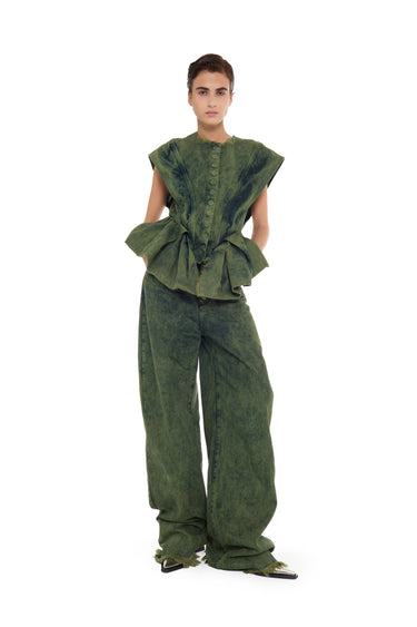 KHAKI OVERDYE DENIM BOYFRIEND TROUSERS marques almeida