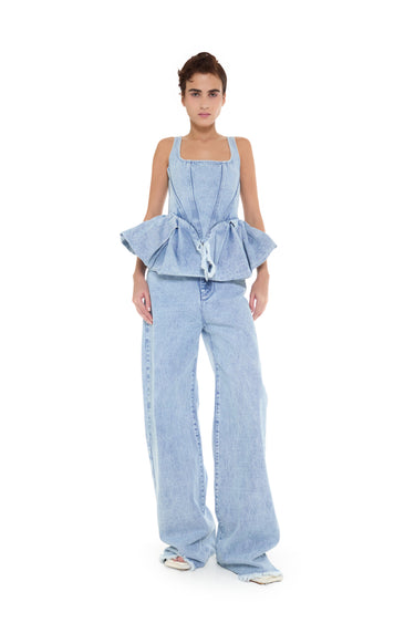 LIGHT BLUE DENIM BOYFRIEND TROUSERS marques almeida