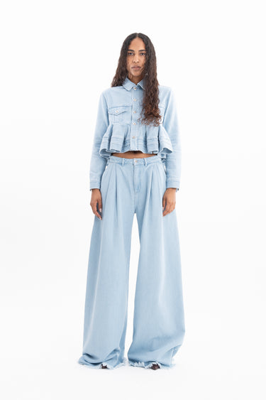 LIGHT BLUE DENIM PLEATED JEANS MARQUES ALMEIDA