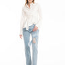 LIGHT BLUE DENIM RIP FEATHER TROUSERS marques almeida