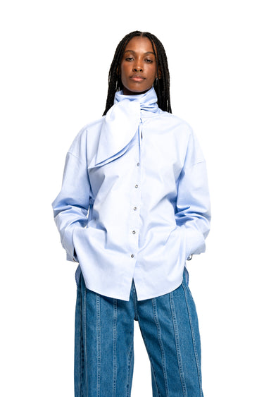 LIGHT BLUE LOOSE FIT TIE SHIRT marques almeida