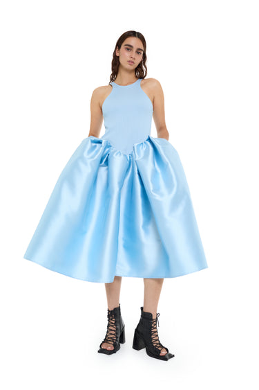 LIGHT BLUE MIDI DRESS WITH TANK TOP SCOOPED marques almeida