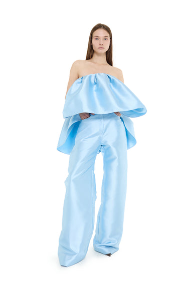 LIGHT BLUE MIKADO BOYFRIEND TROUSERS