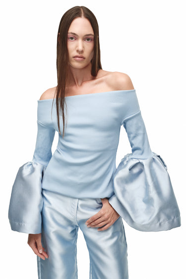 LIGHT BLUE OFF SHOULDER PUFF SLEEVE TOP marques almeida