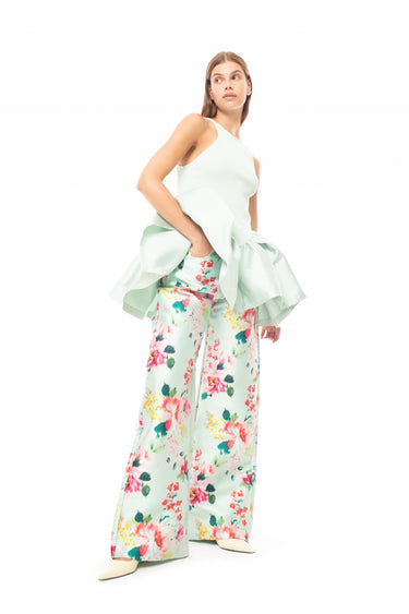 LIGHT GREEN HEAVY SATIN BOYFRIEND TROUSERS marques almeida