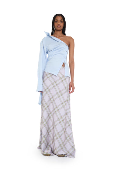 LILAC TARTAN SATIN LONG SKIRT marques almeida