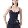 NAVY PINSTRIPE CORSET TOP WITH EMBROIDERY marques almeida