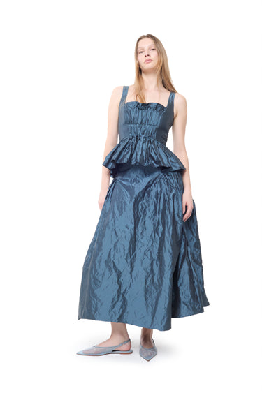 NAVY WRINKLED GATHERED STRAP TOP marques almeida