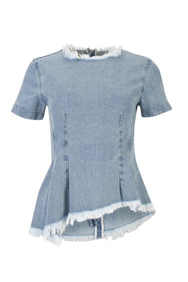 LIGHT BLUE DENIM ASYMMETRIC T-SHIRT marques almeida
