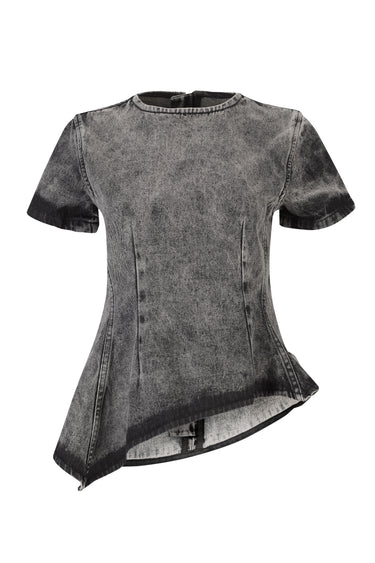 BLACK ACID WASH DENIM T-SHIRT MARQUES ALMEIDA