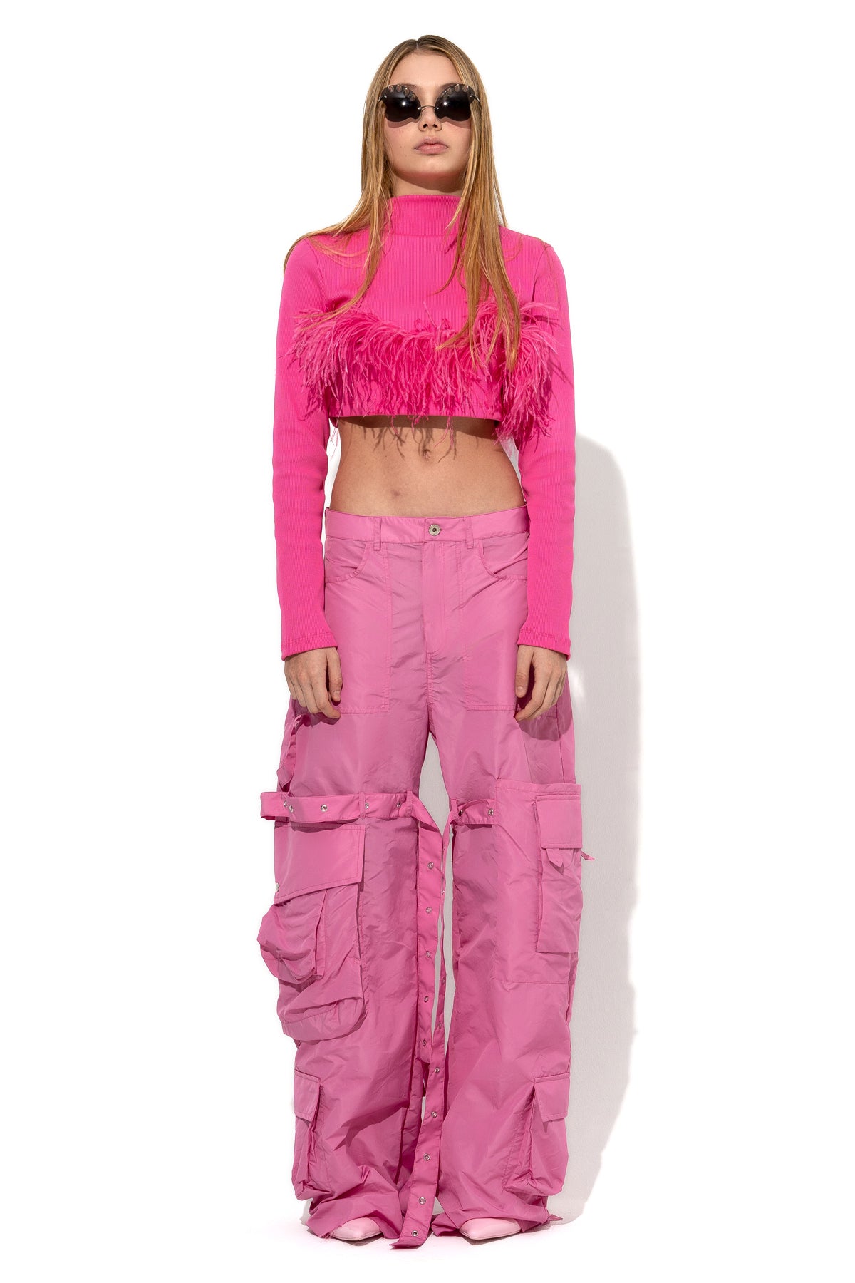 PINK CROPPED FEATHER TOP marques almeida