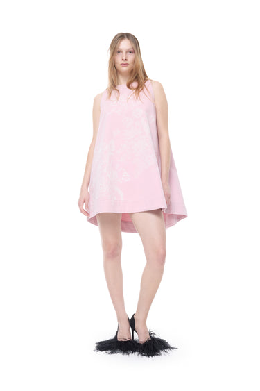 PINK FLOWER DRILL A-LINE DRESS marques almeida