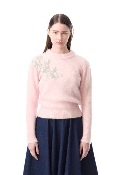PINK KNIT CREW NECK WITH EMBELLISHMENT marques almeida