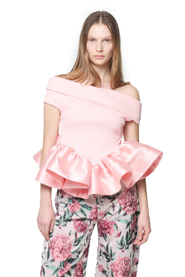 PINK OFF-SHOULDER TOP WITH PEPLUM marques almeida