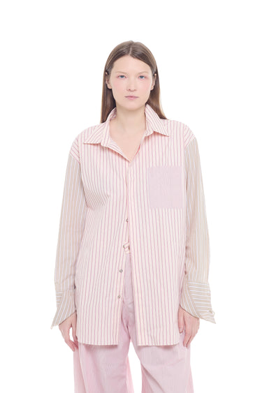 PINK OVERSIZED PATCHWORK BOYFRIEND SHIRT MARQUES ALMEIDA