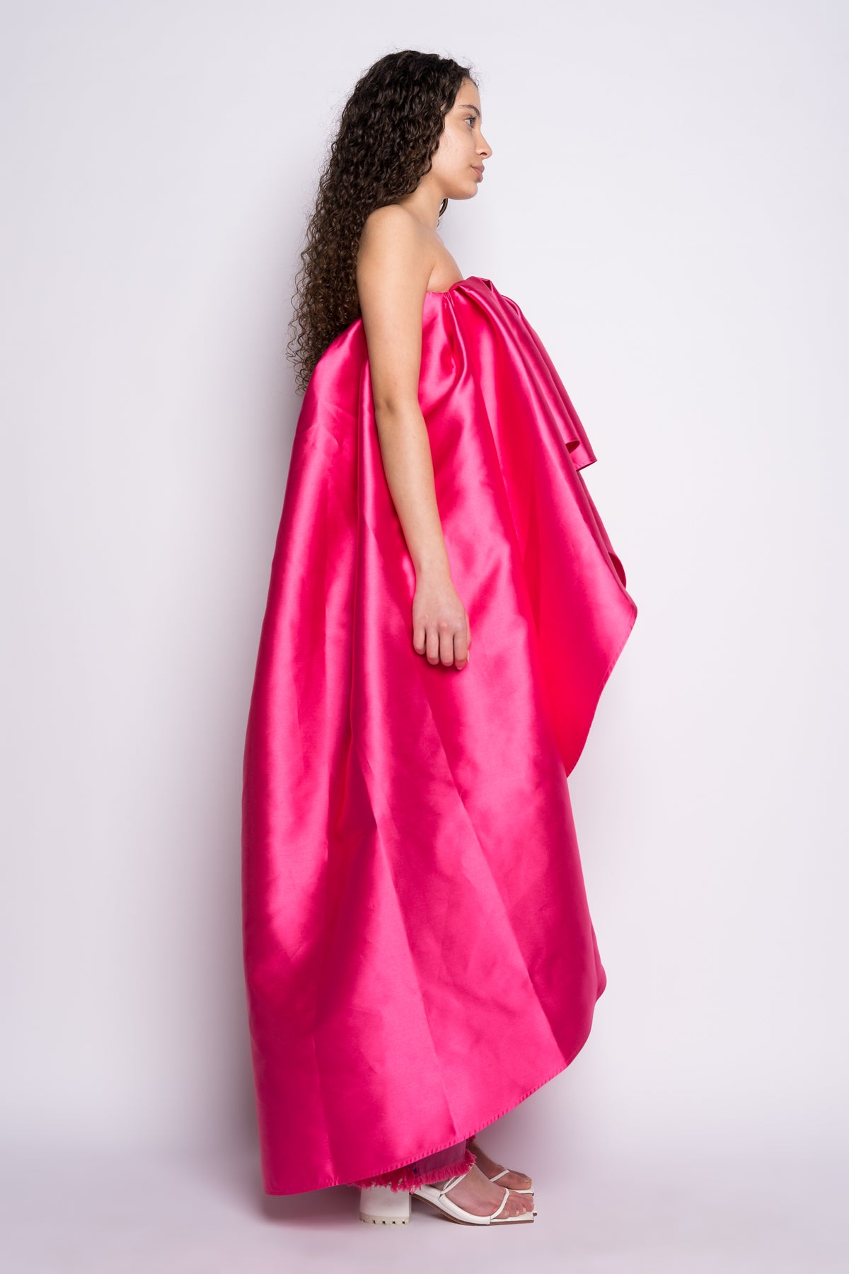 PINK PLEATED STRAPLESS TOP WITH LONG BACK marques almeida