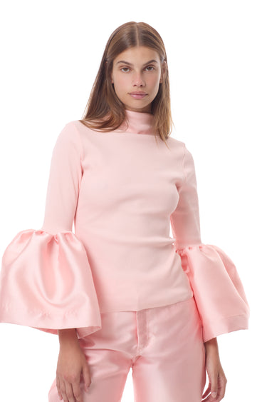 PINK TURTLENECK PUFF SLEEVE TOP marques almeida