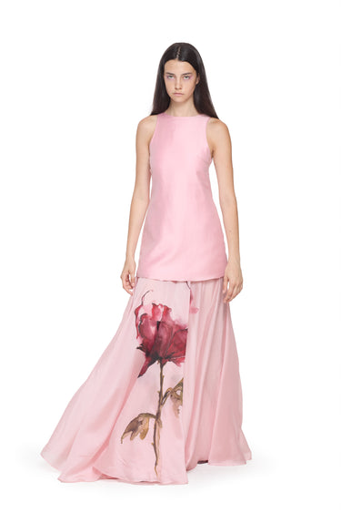 PINK WATERCOLOUR FLOWER HALTER NECK LONG DRESS MARQUES ALMEIDA