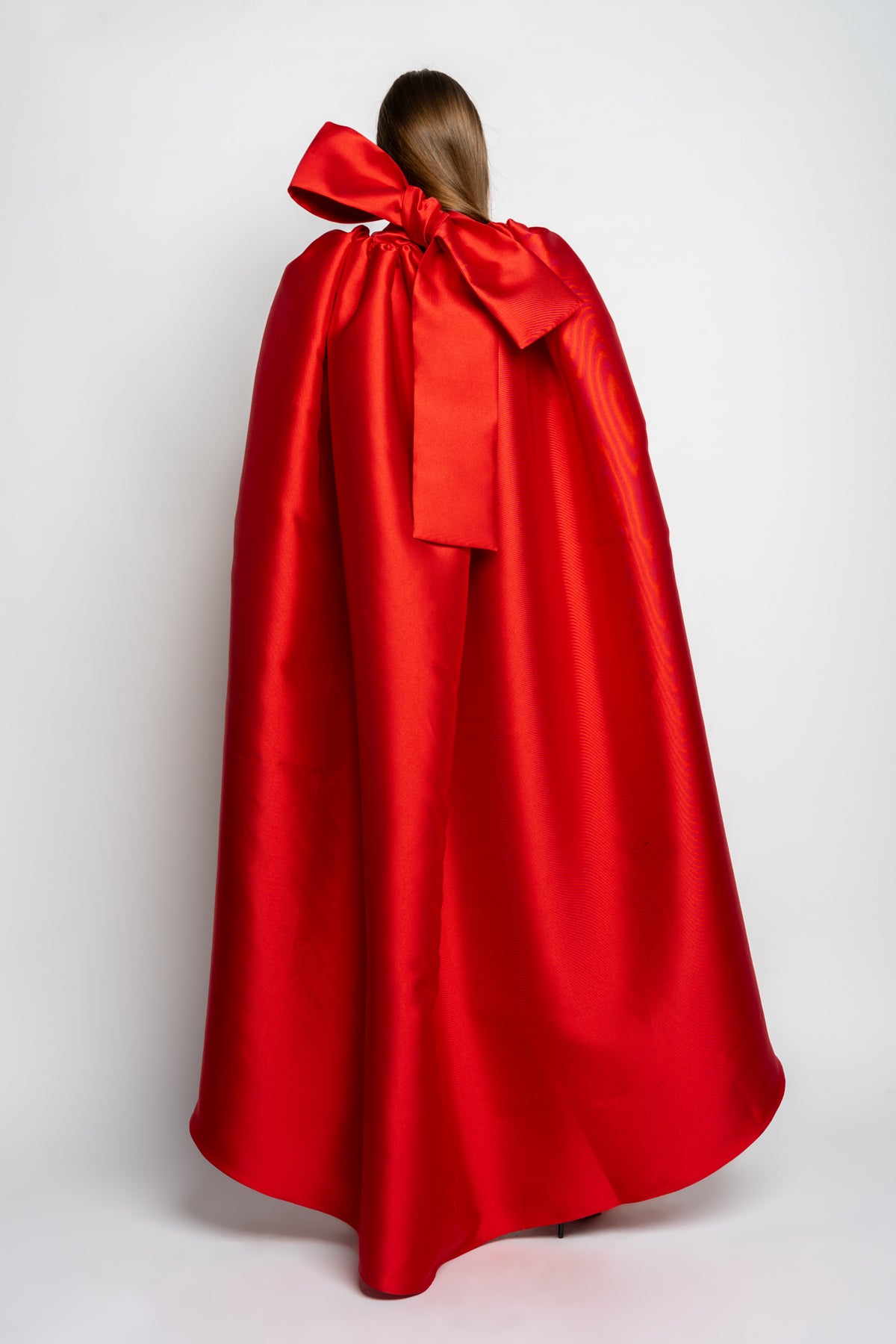 RED CAPE LONG DRESS