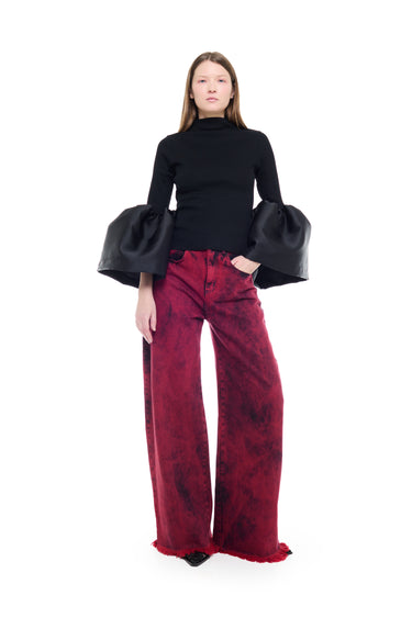 RED OVERDYE DENIM BOYFRIEND TROUSERS marques almeida