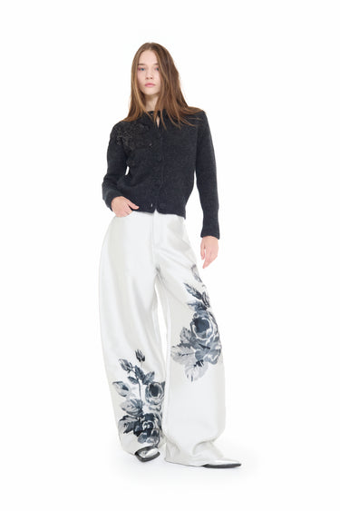 SILVER FLOWER MIKADO BOYFRIEND TROUSERS marques almeida