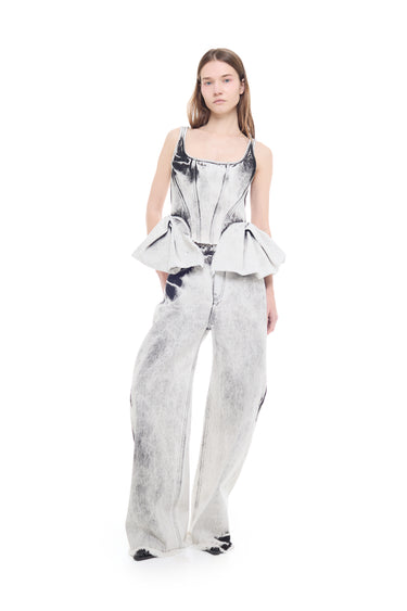 WHITE ACID WASH DENIM BOYFRIEND TROUSERS marques almeida