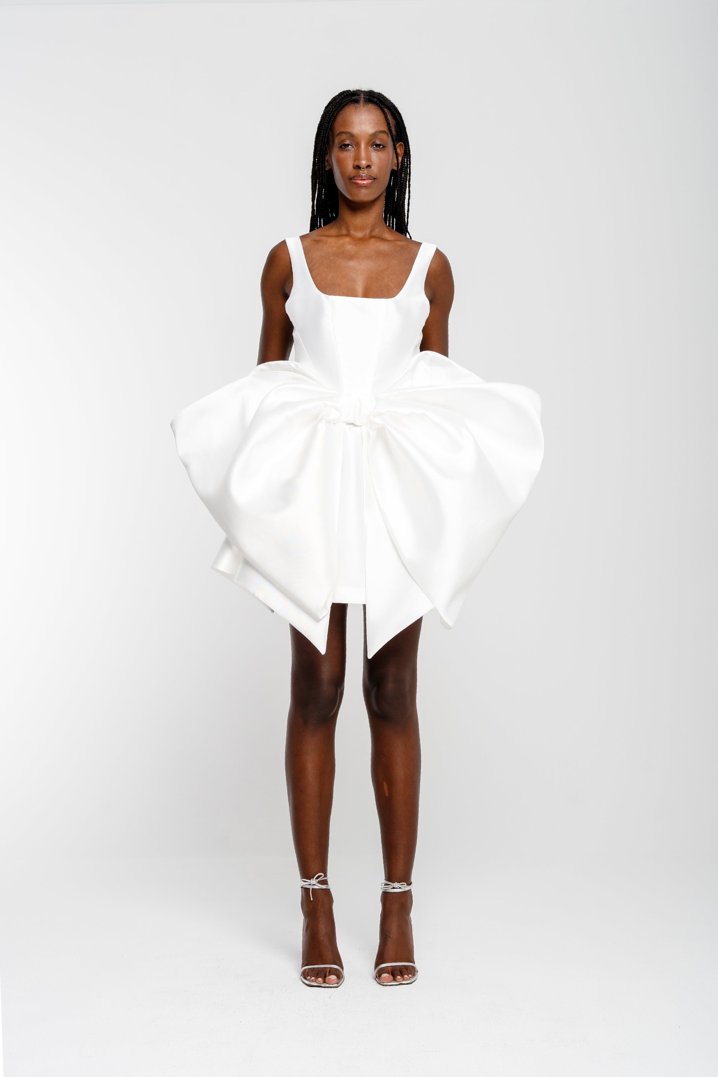 WHITE BIG BOW MINI DRESS – MARQUES ' ALMEIDA WHITE BIG BOW MINI DRESS – MARQUES ' ALMEIDA