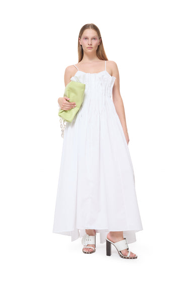WHITE CINCHED PLEATED MAXI DRESS marques almeida