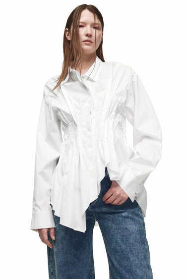 WHITE CINCHED PLEATED SHIRT marques almeida