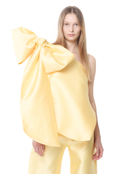 YELLOW ONE SHOULDER BOW TOP marques almeida